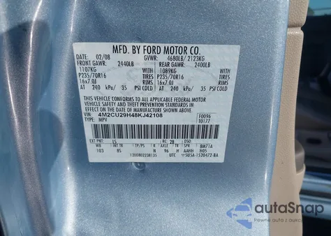 2008 Mercury Mariner Hybrid z USA, uszkodzony, nr VIN 4M2CU29H48KJ42108